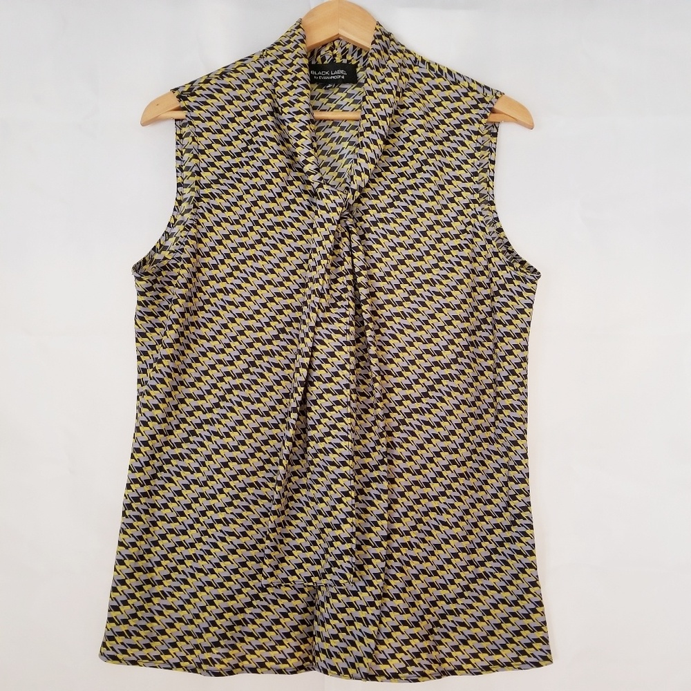 Evan-Picone Sleeveless Top Black Yellow XL